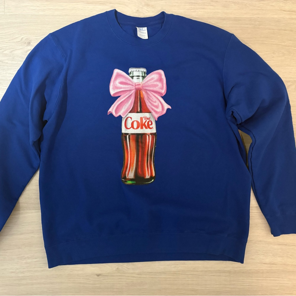 Blue Sweatshirt with Diet Coke Bottle & Bow